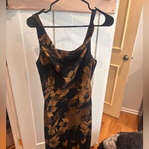 Showpo Black and Gold Floral Midi Dress